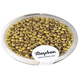 RAYHER 1406806 Rocailles 2.6 mm Ã ¸, perlmutt, Dose 17g, gold, nicht Wa