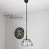 Licht-Erlebnisse Vintage Pendant Light Black Copper Wire Frame Shade Industrial