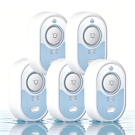 Water Leak Detector with Loud Alarm & LED Flash - 5-Pack