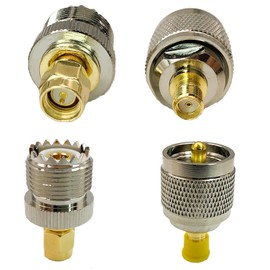 SPTSSWET SMA to UHF Connectors Kit RF Coax Adapter 4 Type PL258 UHF to SMA for CB Antenna Walkie Talkie Handheld Radio