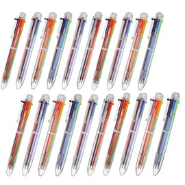 byou Retractable Ballpoint Pen, Multicoloured Pens, 6-in-1 Transparent Rod, Multicoloured Ballpoint Pen for Office, School Supplies, Students, Children, Gift, 20 Packs