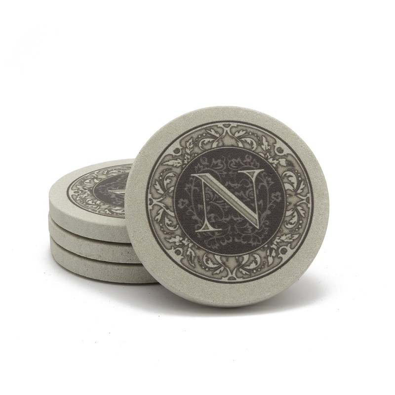 Thirstystone Monogram Letter N 4 Pack Sandstone Coasters Manufactured in