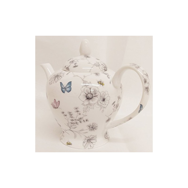 Fromeuropewithlove Secret Garden Teapot Fine Bone China 20oz Flowers Butterflies