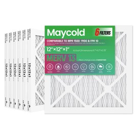 Maycold 12x12x1 Air Filters MERV 13 Efficiency, Reusable Frame, 6-Pack - Ensure Fresh Air with Pleated HVAC Filters, Actual Size: 11.7" x 11.7" x 0.75"