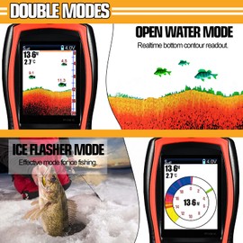 Atibin Wired Portable Fish Finder Display Handheld Monitor Depth Finder Transducer Sonar Sensor Fish Finders LCD Screen