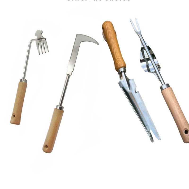 SAILINMUJIMI Weed Remover Tool Set ，3-Piece with Wood Handle, Serrated