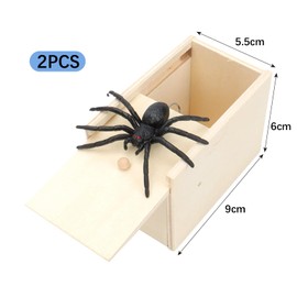 CHUNLINLAODA Pack of 2 Spider In Box Spider Prank Box Prank Spider Scare Box Wooden Prank Spider Scare Box Prank Spider Fear Box Joke Item Kids Spider Toy Box for Adults Children