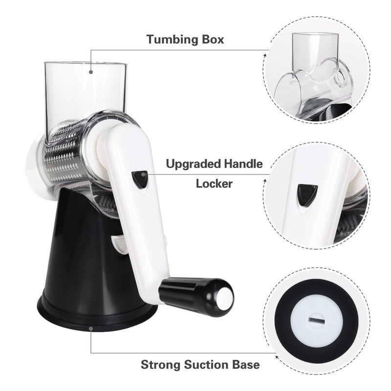 Cambom Rotary Cheese Grater Hand Crank Cheese Shredder for Fresh