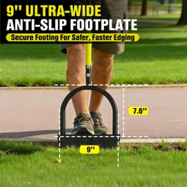 Houselife Half Moon Edger for Landscaping, 42" Manual Grass Edger Tool with V-Shape Serrated Blade, Long Handle Garden Edger for Sidewalk, Driveway & Flower Bed, 9" Wide Footplate