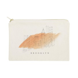The Cotton & Canvas Co. Brooklyn Cityscape, Skyline, Souvenir Cosmetic Bag and Travel Make Up Pouch
