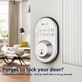 OrangeLion Keyless Entry Deadbolt Door Lock, Smart Electronic Keypad Auto Nickel
