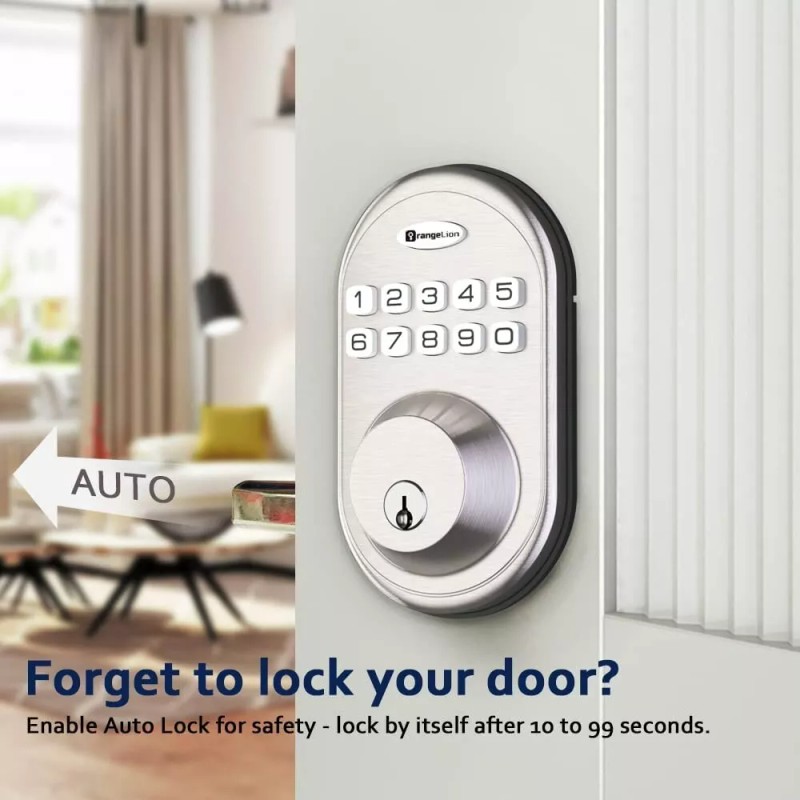 OrangeLion Keyless Entry Deadbolt Door Lock, Smart Electronic Keypad Auto