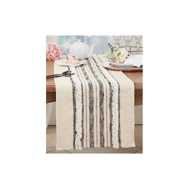 Textured Charm Tufted Stripe Table Runner