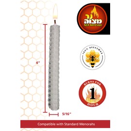 Ner Mitzvah Honeycomb Beeswax Chanukah Candles - Standard Size Candle Fits Most Menorahs - Premium Quality Pure Bees Wax - Blue and White - 45 Count for All 8 Nights of Hanukkah