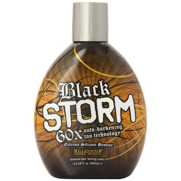 Millenium Tanning - Black Storm Premium Tanning Lotion, 60x Auto-Darkening Tan Technology Extreme Silicone Bronzer - 13.5 Ounce