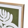 Bloomingville Wood Framed Glass Décor with Abstract Floral Print, Olive