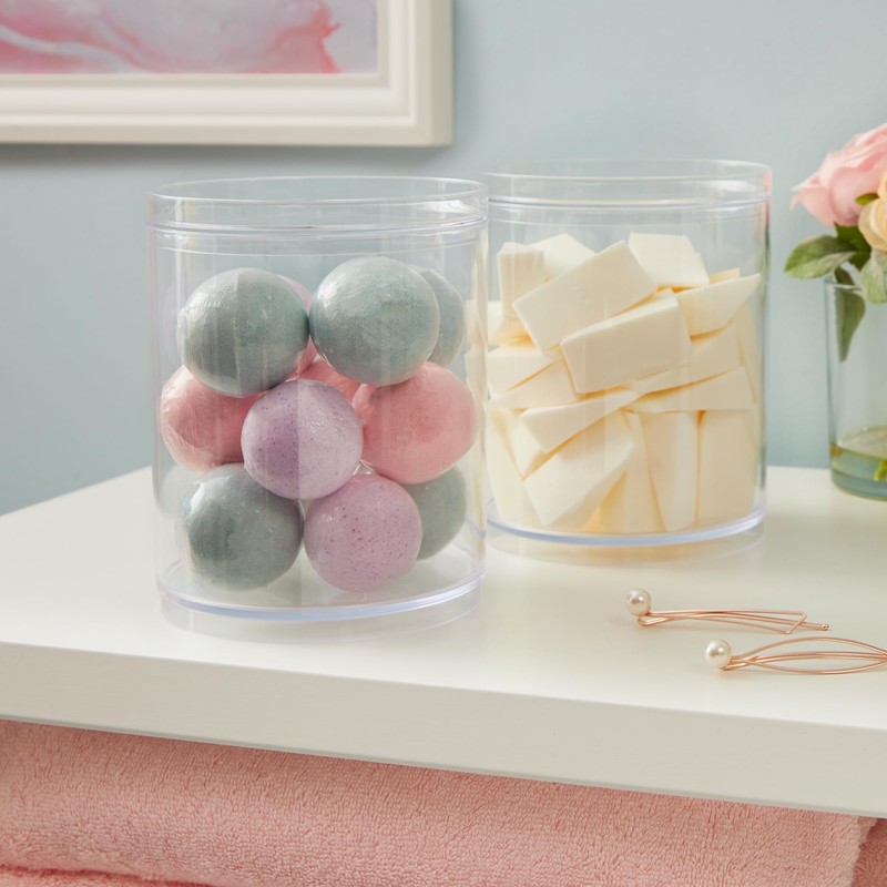 STORi Bella Tall Scrunchie Holder | Stackable Clear Plastic Container