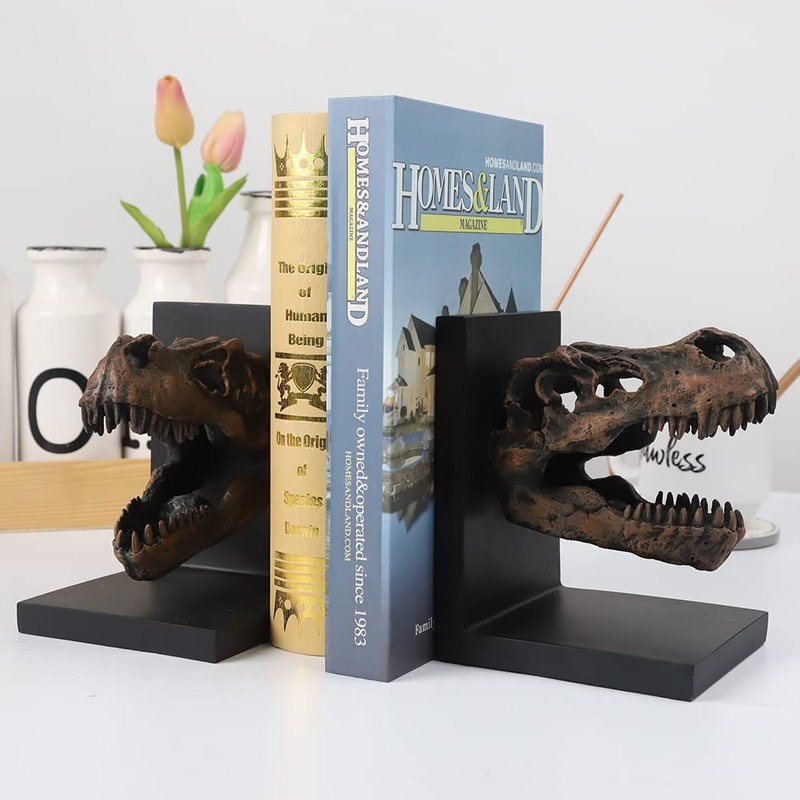 Tyrannosaurus Rex T-Rex Skull Bookend Decorative Book Decor,Home Decorative Resin