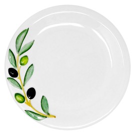Lashuma Handmade Round Italian Ceramic Breakfast Plate Olive Design Dinner Plate Diameter 20cm