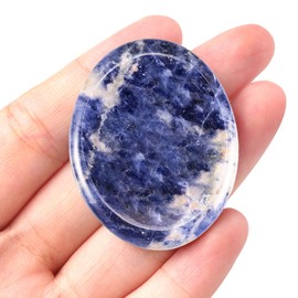 Natural Quartz Crystal Worry Stone for Anxiety Healing Crystals Chakra Thumb Stones for Anxiety Relief Meditation Blue Sodalite