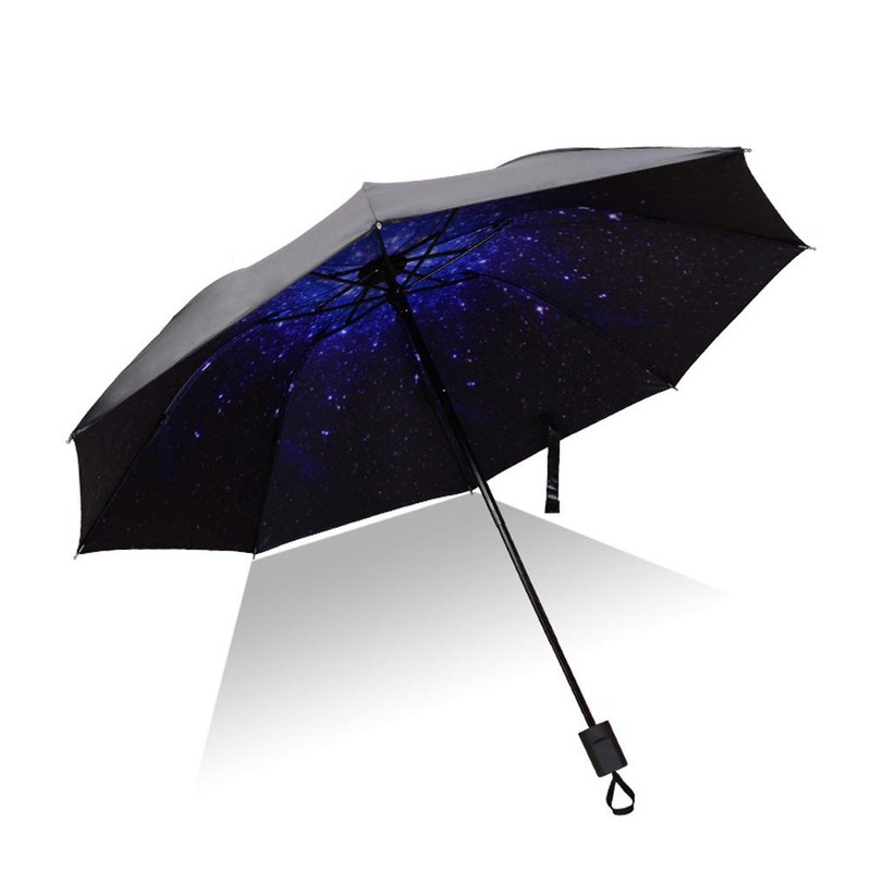 Hosoncovy Night Star Sky Folding Umbrella Double Layer Windproof Anti