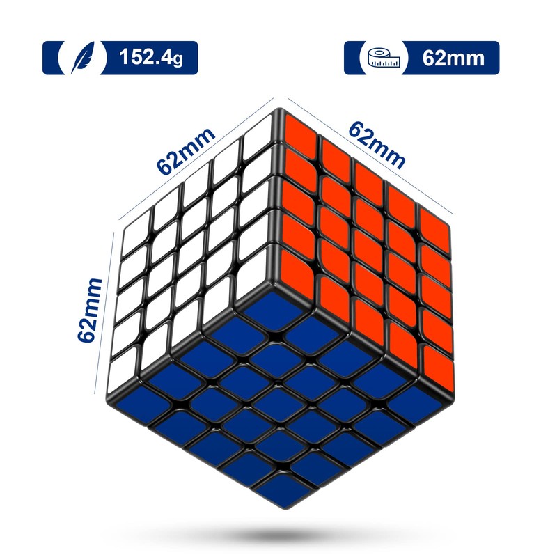 KOSTACHI 5x5 Speed Cube, Professional 5x5x5 Rubik's Cube, Black, 3D