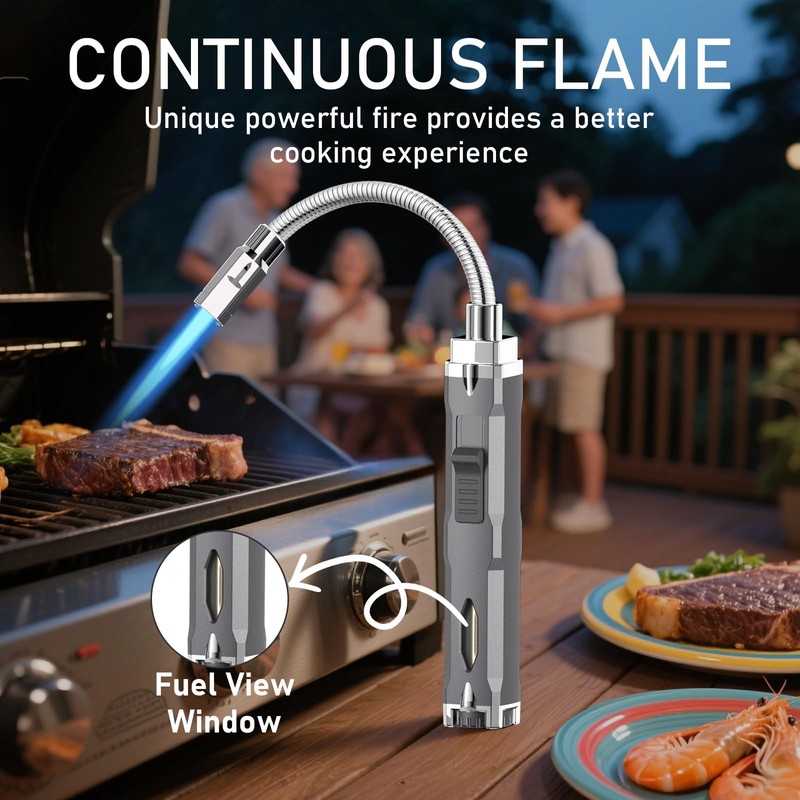 Torch Lighter, Long Flexible Neck Refillable Butane Lighter, Jet Flame