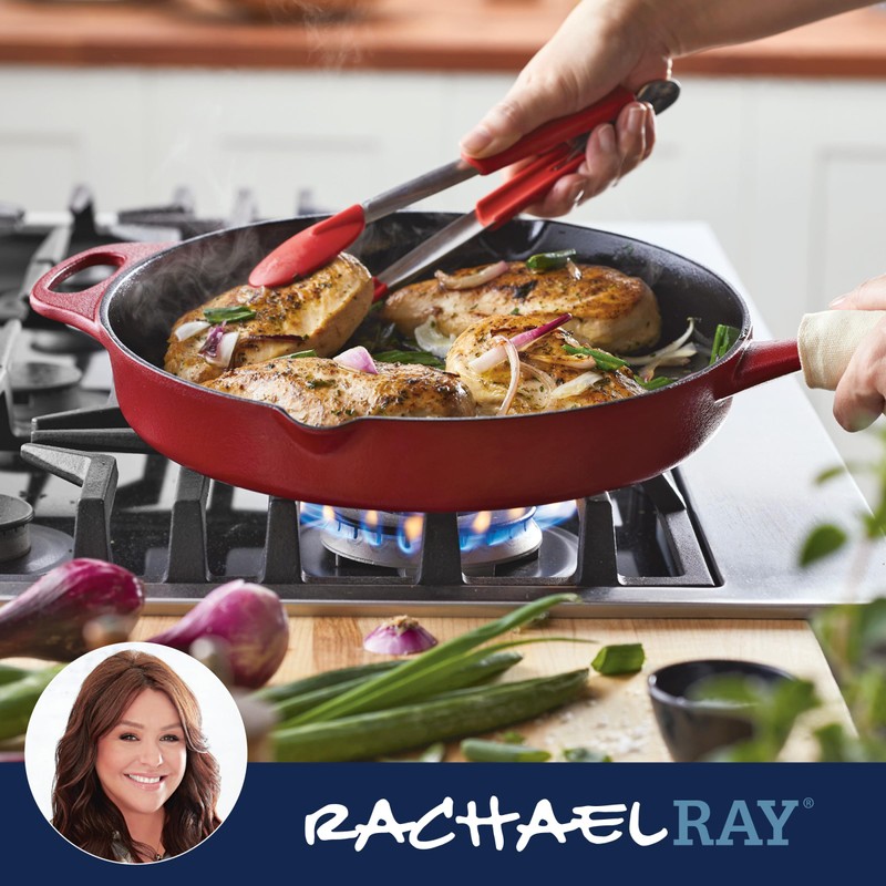 Rachael Ray NITRO Cast Iron Frying Pan/Skillet with Helper Handle