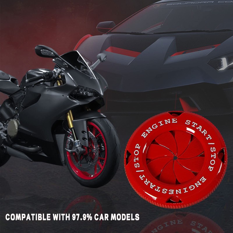 YIUIY Car Push Start Stop Button Cover, Rotary Push Start