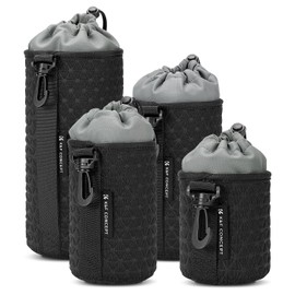 K&F Concept Camera Lens Case, Set of 4, Lens Pouch, SLR Lens Case, Lens Protective Pouch, Soft SLR Waterproof Shockproof Carrying Convenient Storage for Sony Canon Nikon Pentax Olympus Panasonic and