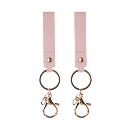 FsGrg 2-Piece Key Chain, PU Leather, Strap, Keyring, Motorbike, House Key, Bicycle Keychain, Prevents Shedding, Lost, Easy Installation, Suitable for Men and Women, Pink