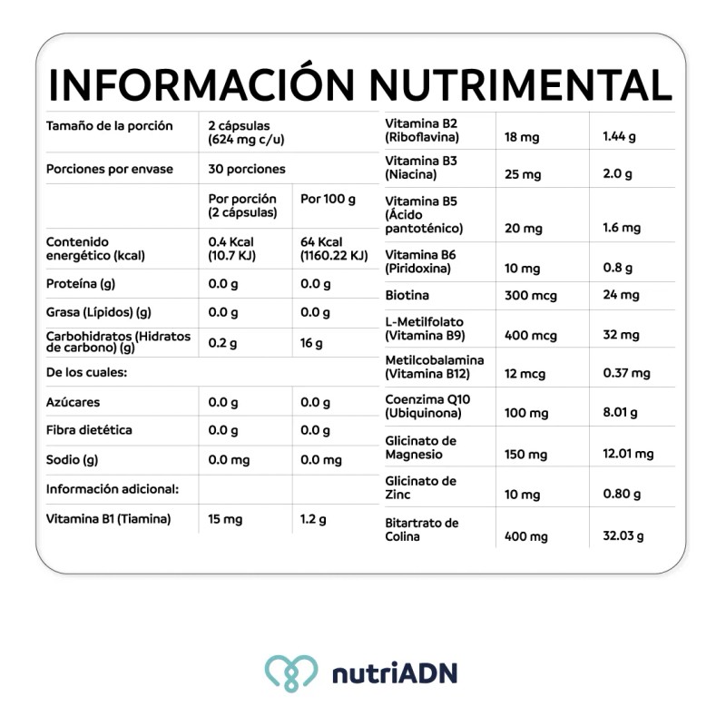 B Complex Support Metilado Con Coq10 100 Mg Colina 400