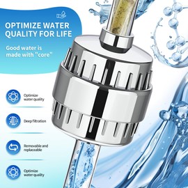 20 Stage Shower Head Filter is Designed for Hard Water with 2 Replaceable Cartridges and 1 High Output Shower,Effectively Removes Chlorine, Fluoride,Promoting Healthier Skin and Hair