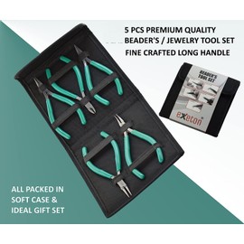 Exeton Jewelry Making Pliers Set, Professional Craft Pliers Tools, Green, 15cm