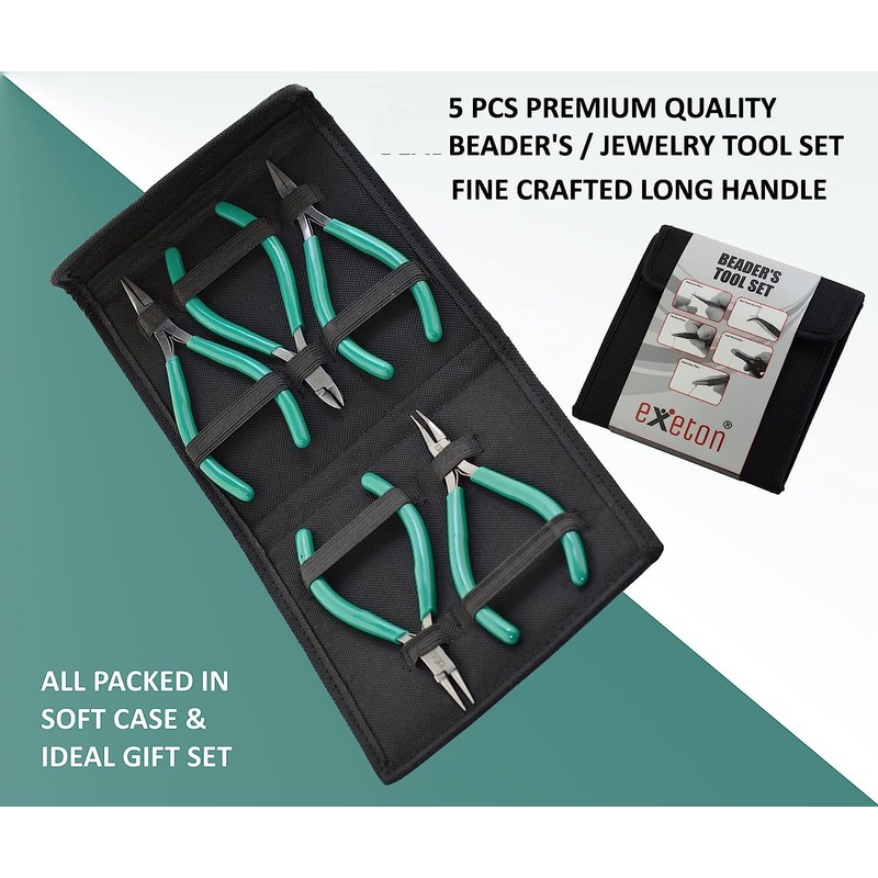 Exeton Jewelry Making Pliers Set, Professional Craft Pliers Tools, Green,