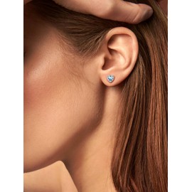 Suplight Sterling Silver Blue Aquamarine Heart Stud Earrings for Women Dainty Trendy March Birthstone Earrings Hypoallergenic Minimalist Jewelry Gifts for Birthday Christmas