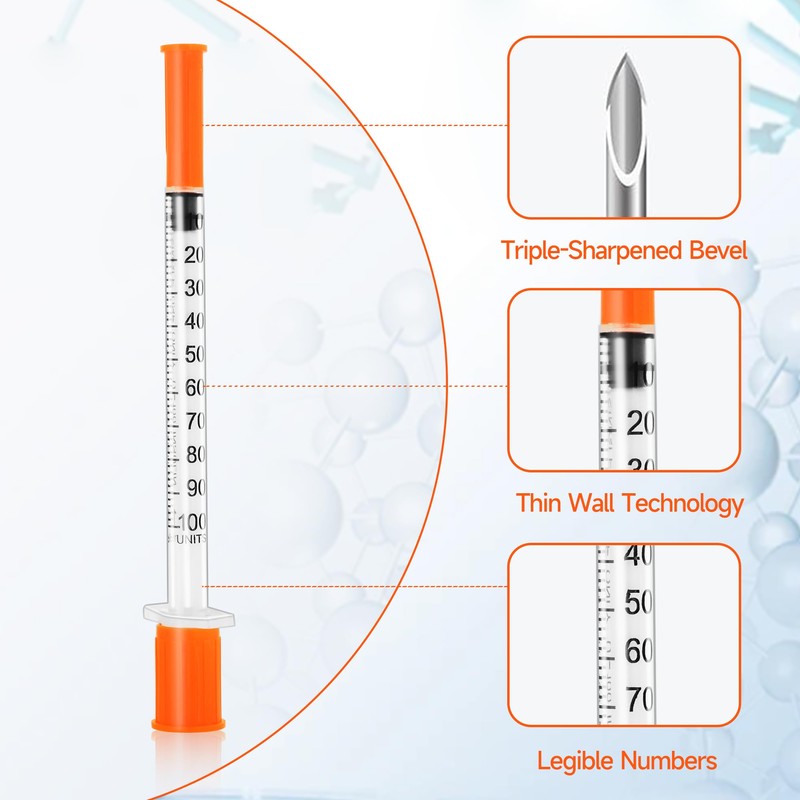 50 Pack 1mL 30G 8mm Laboratory Syringes for Liquid Dispensing