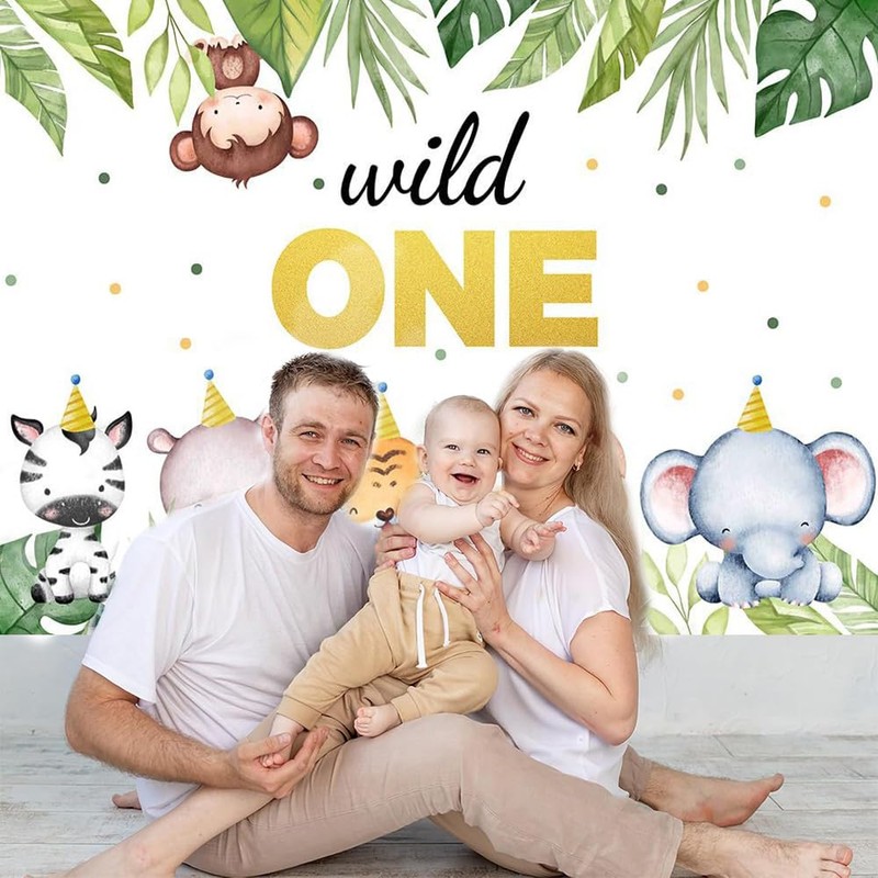 Wild One Backdrop Banner Jungle Safari 1st Birthday Backdrop Jungle