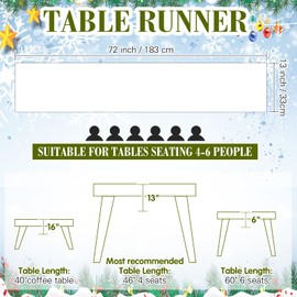 Tegeme 13" x 72" Christmas Table Runner Holiday Snowflakes Metallic Jacquard Woven Table Runner Easy Care Spill Proof Polyester Xmas Table Decorations Snowflake Dresser Fabric Scarf (White)