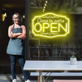 LED Open Signs for Bussines Ultra Bright 12V Neon Open Signs Light Up Open Sign with ON/OFF Switch for Window Storefront Florists Bar Cafes Restaurant 16 Inch