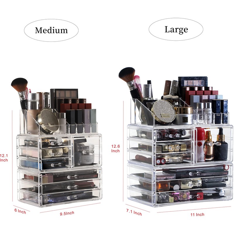 Cq acrylic 3 Pack Clear Make Up Organizers for Vanity,Stackable