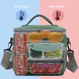 Flowfly Insulated Reusable Lunch Bag Adult Large Lunch Box for Women and Men with Adj