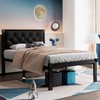 Feonase Twin Size Metal Bed Frame with Faux Leather Button