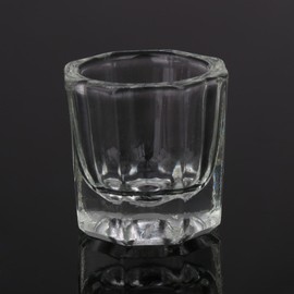 Rolabling 2PCS Nail Dappen Dish Acrylic Powder Holder Glass Nail Dampen Dish Liquid Cup for Acrylic Nail Clear Crystal Nail Jar(2 pcs no lid)