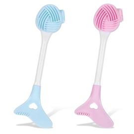 2 in 1 Silicone Face Scrubber, Pore Cleaning Brush, Facial Cleansing Brush, Silicone Facial Mask Applicator Tool for Exfoliating Massaging Remove Blackheads Deep Pore Cleansing(Pink+Blue)