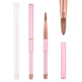 siyuwuro Kolinsky Hair Acrylic Nail Brush Oval Shaped Nail Art Brushes for Acrylic Application Pink Bead Handle Professional Salon Acrylic Nail Brush (Size 6)