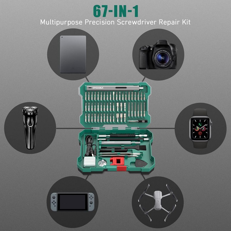 HYCHIKA Mini Electric Screwdriver,Precision Screwdriver Set with 46 Magnetic Bits,