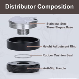 VOURMIO 58mm Coffee Distributor - Adjustable Depth Stainless Steel Base Espresso Leveler, Compatible with Breville 58mm Portafilter, Professional Barista Espresso Accessories