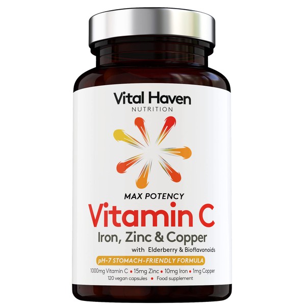 Vital Haven Complex Action Formula: Non-Acid Vitamin C + Iron