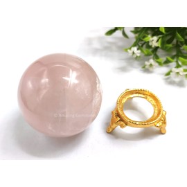 Rose Quartz Crystal Sphere Round Ball with Sphere Holder Stand, Natural Healing Stone Sphere for Massage Meditation Crystal Grid Witchcraft Supplies Reiki Yoga